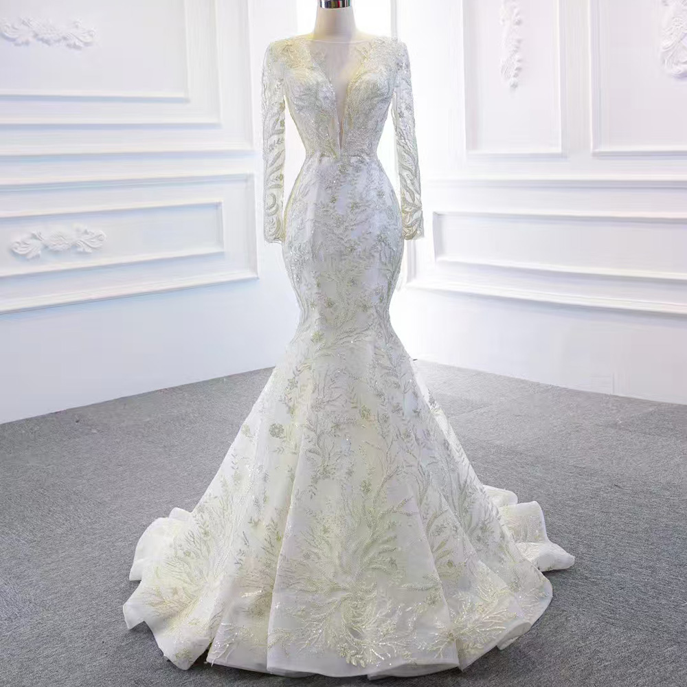 Embroidery Organza - Abito da sposa con strascico staccabile