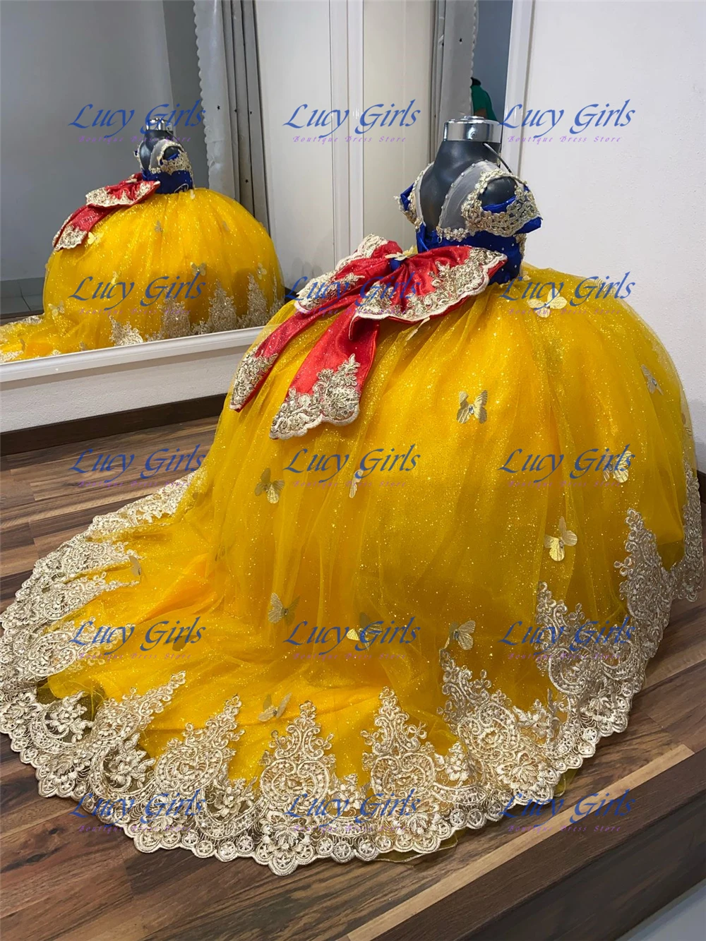 Embroidery Yellow Dress - Abito da ragazza di fiore adorabile