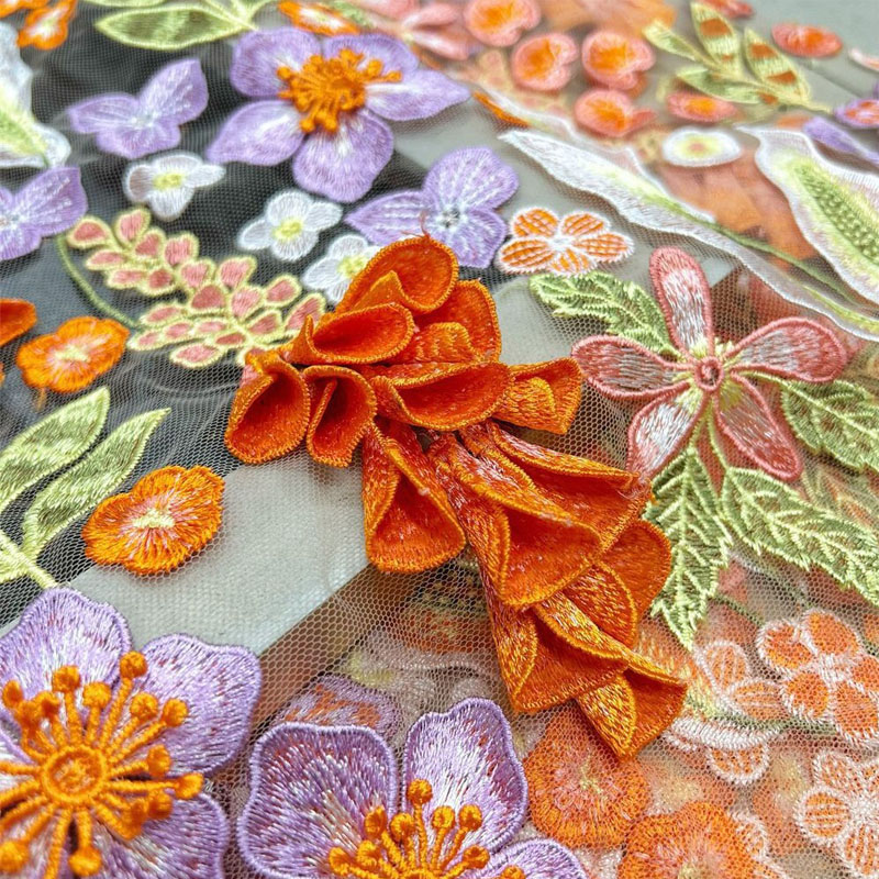 Embroidery Yellow Dress - Tessuto ricamato per abito da sera