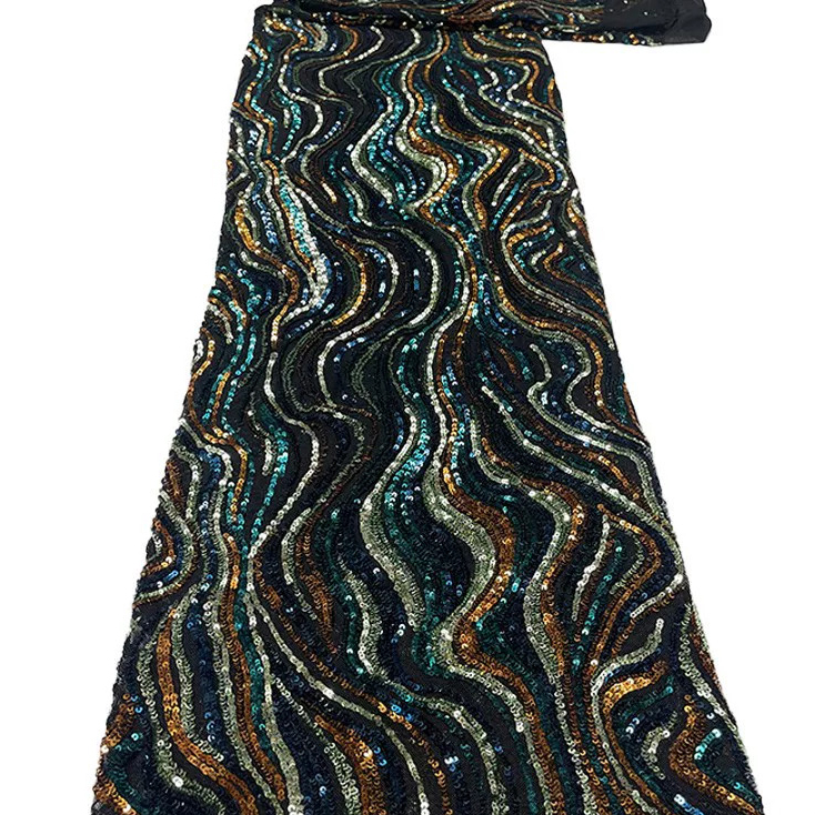 Embroidery Beads - Tessuto in rete morbida ricamato con