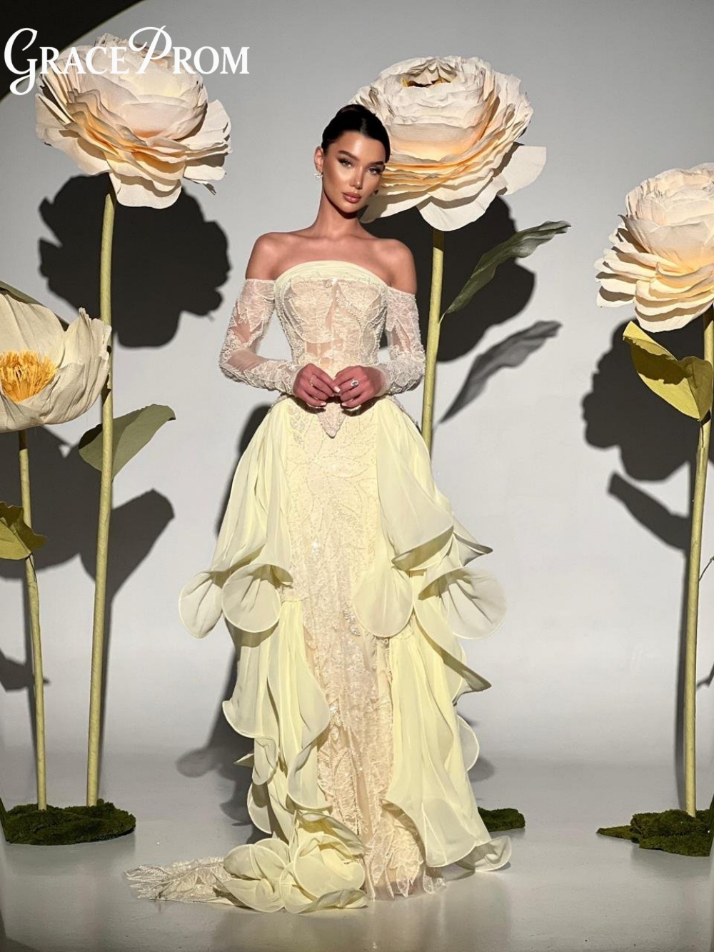 Embroidery Yellow Dress - Squisito Abito da Ballo Giallo Burro