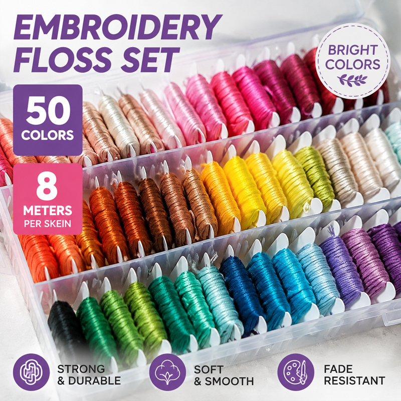 Embroidery Stitch - Kit di Fili da Ricamo 100%