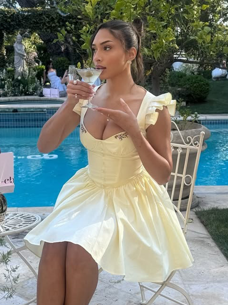 Abito da donna estivo in coton - Embroidery Yellow Dress recensione e prezzo