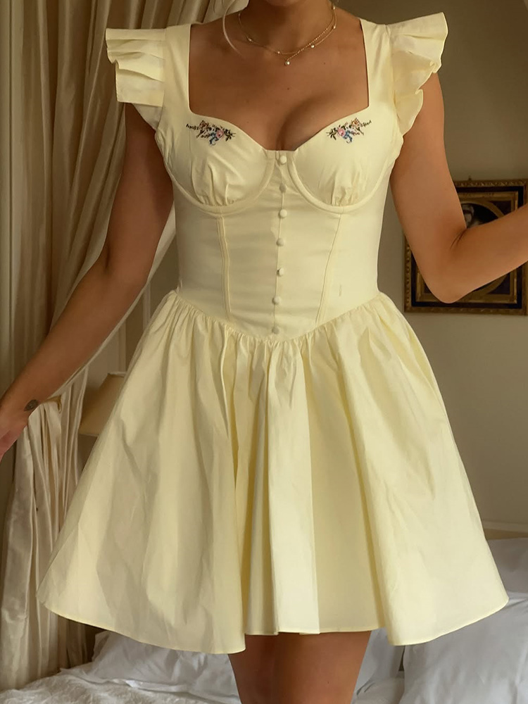 Abito da donna estivo in coton - Embroidery Yellow Dress recensione e prezzo