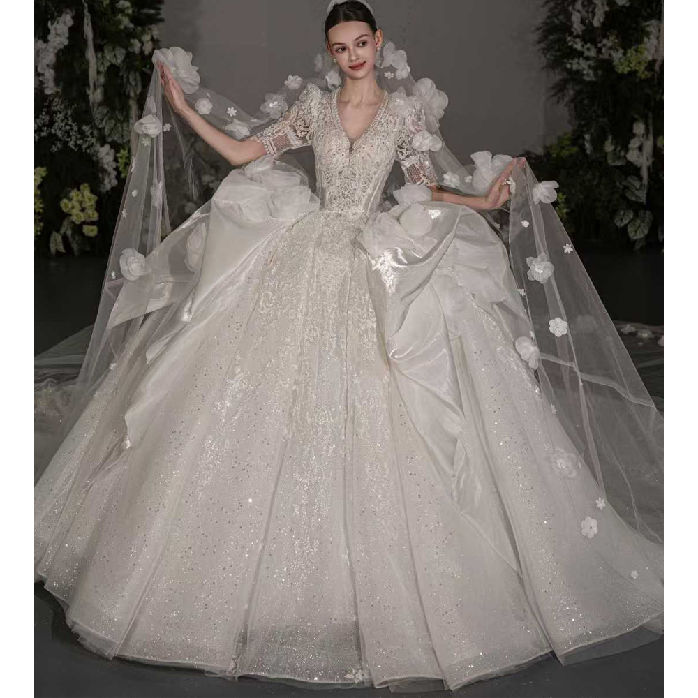 Abito da sposa di lusso con sc - Embroidery Organza recensione e prezzo