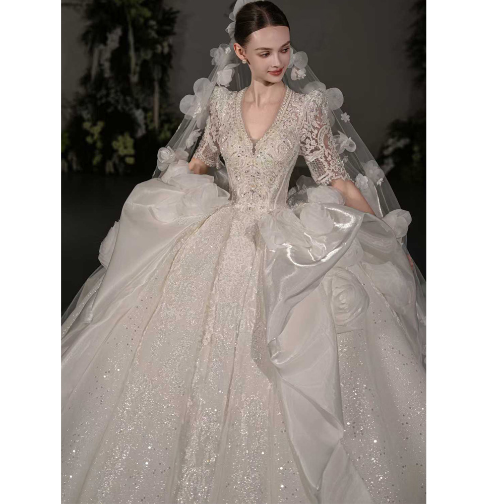 Abito da sposa di lusso con sc - Embroidery Organza recensione e prezzo