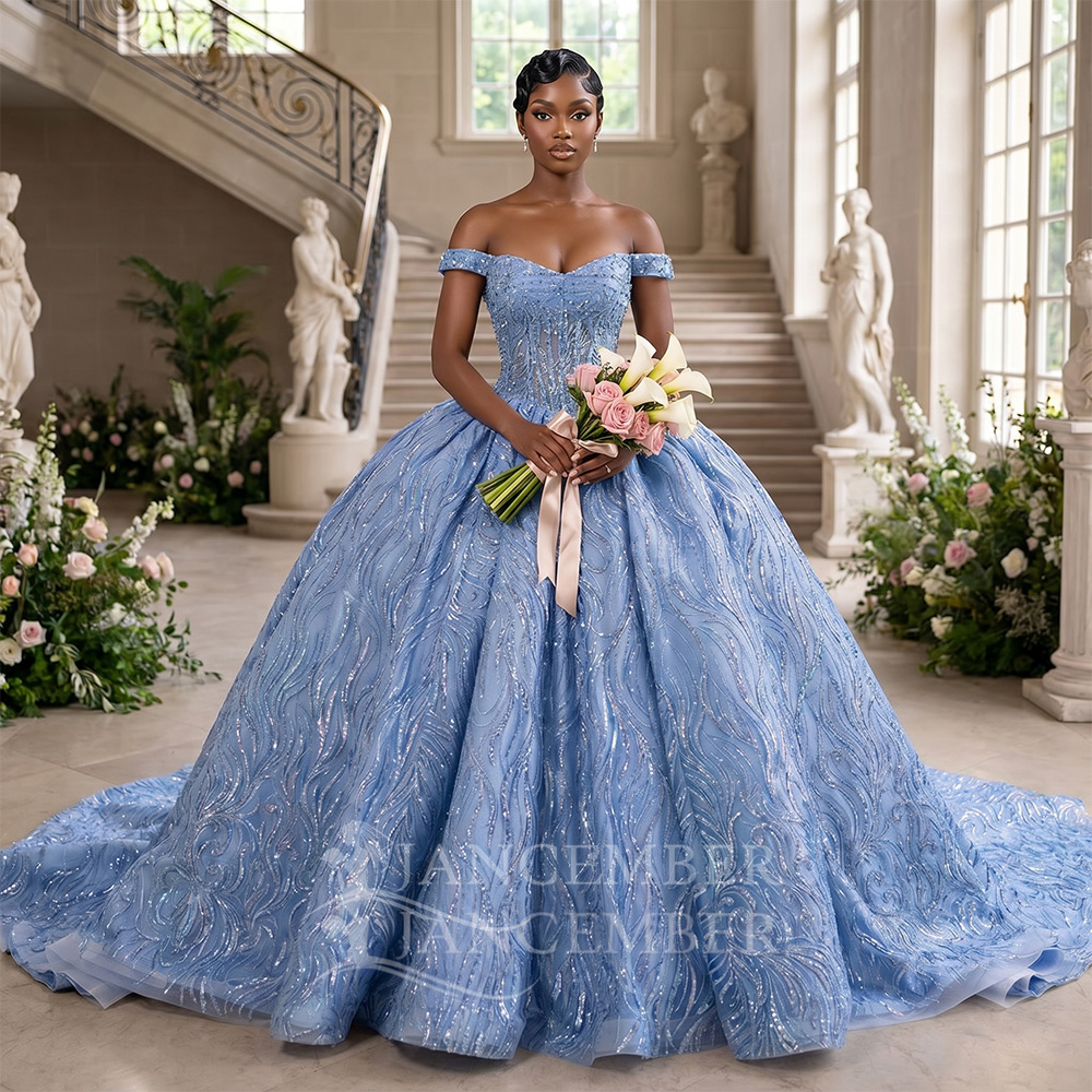 Abito da Quinceañera blu perso - Embroidery Organza recensione e prezzo